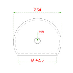 Ukončenie na trubku ø 42,4 mm, M8, brúsená nerez AISI 304 Ukončenie na trubku ø 42,4 mm, M8, brúsená nerez AISI 304